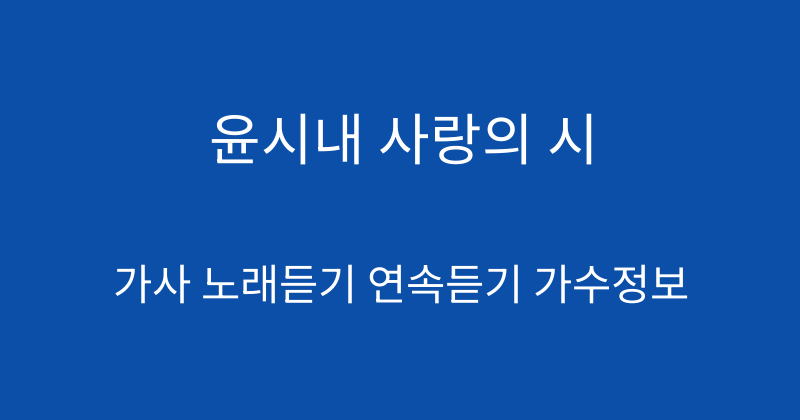 윤시내 사랑의 시