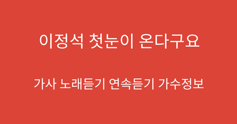 이정석 첫눈이 온다구요