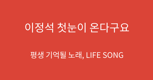 이정석 첫눈이 온다구요